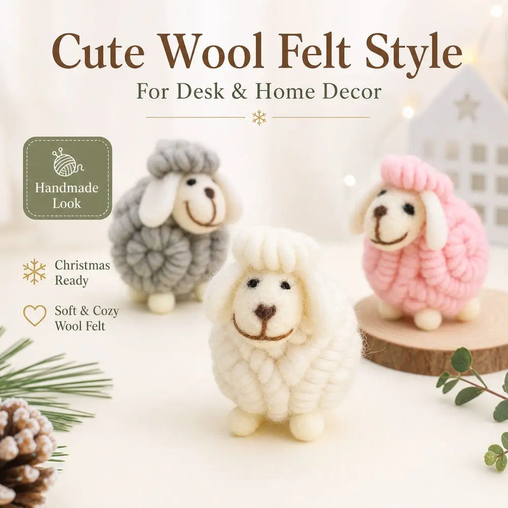 Wool Felt Christmas Sheep Figurine – Nordic Cartoon Decor Christmas Figurine SWANS