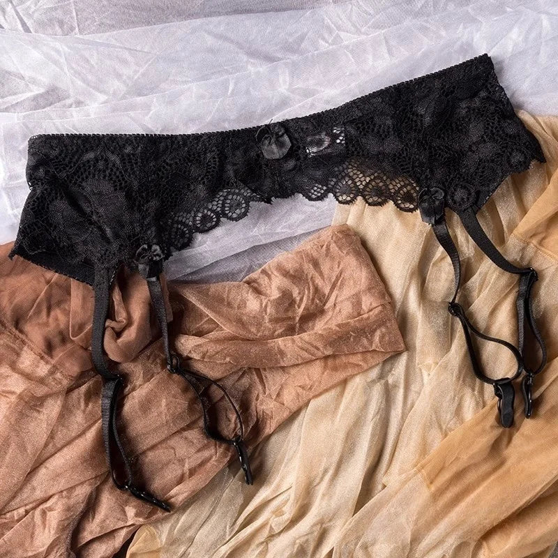 Women's Lace Garter Belt – Adjustable Suspender Belt M–XL Lace Garter Belt SWANS Black XL