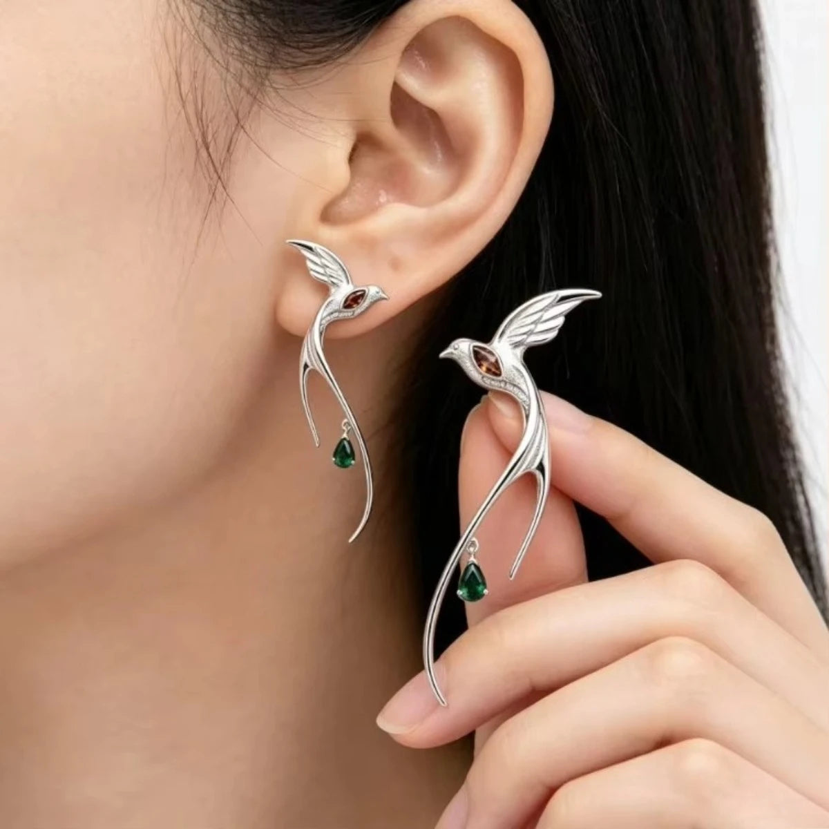 Swallow Bird Zircon Dangle Earrings – Oriental Style Women's Jewelry Dangle Earrings SWANS