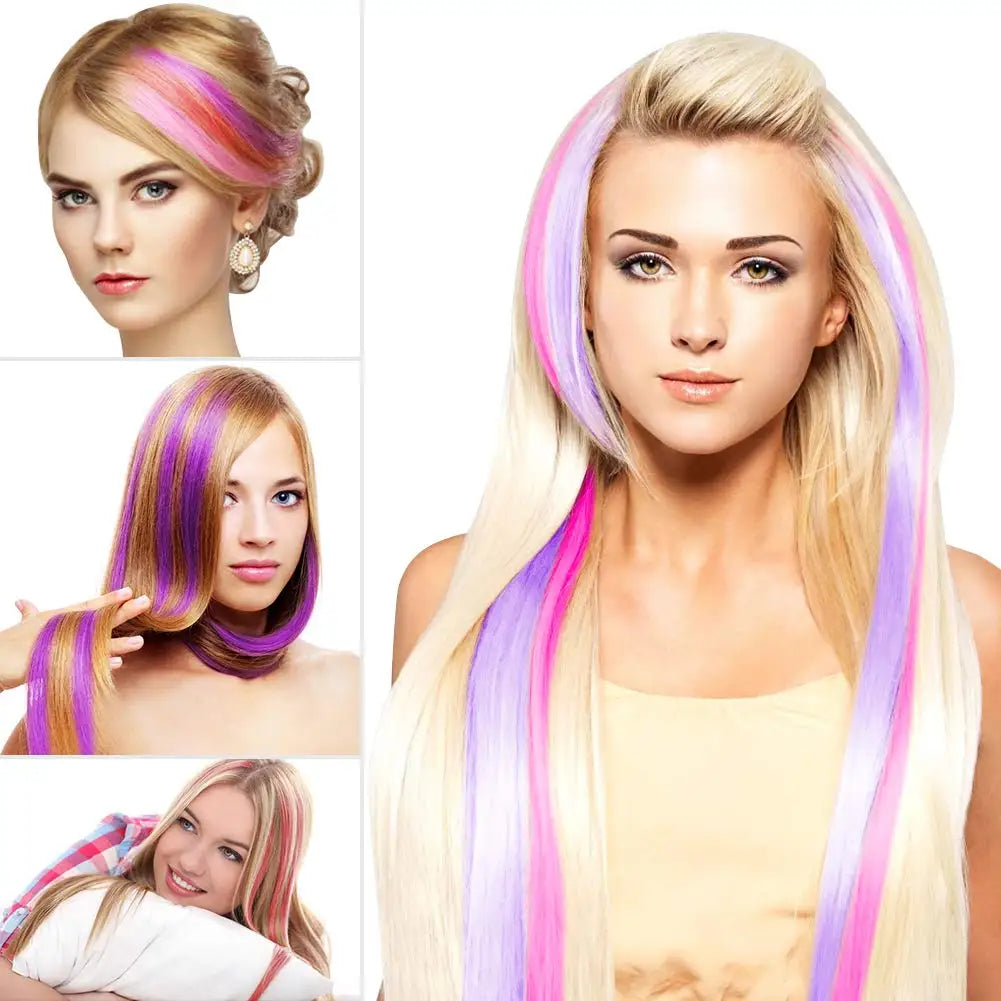 13-Piece Colorful Clip-In Hair Extensions 55cm Straight Synthetic Clip-In Hair Extensions SWANS