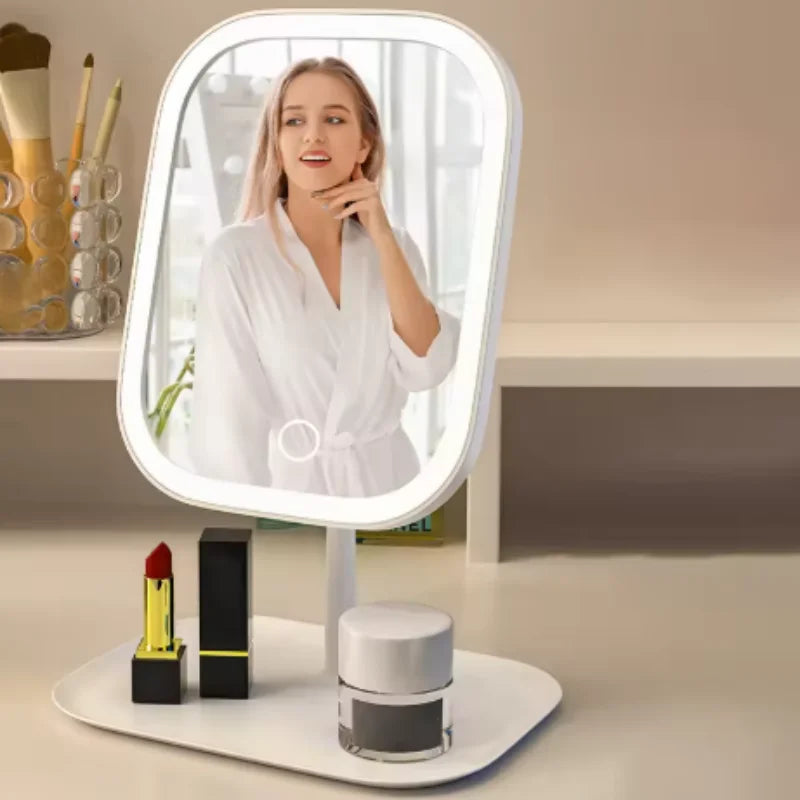 SWANS Large Square LED Makeup Mirror – 3-Color Lighting LED Makeup Mirror SWANS