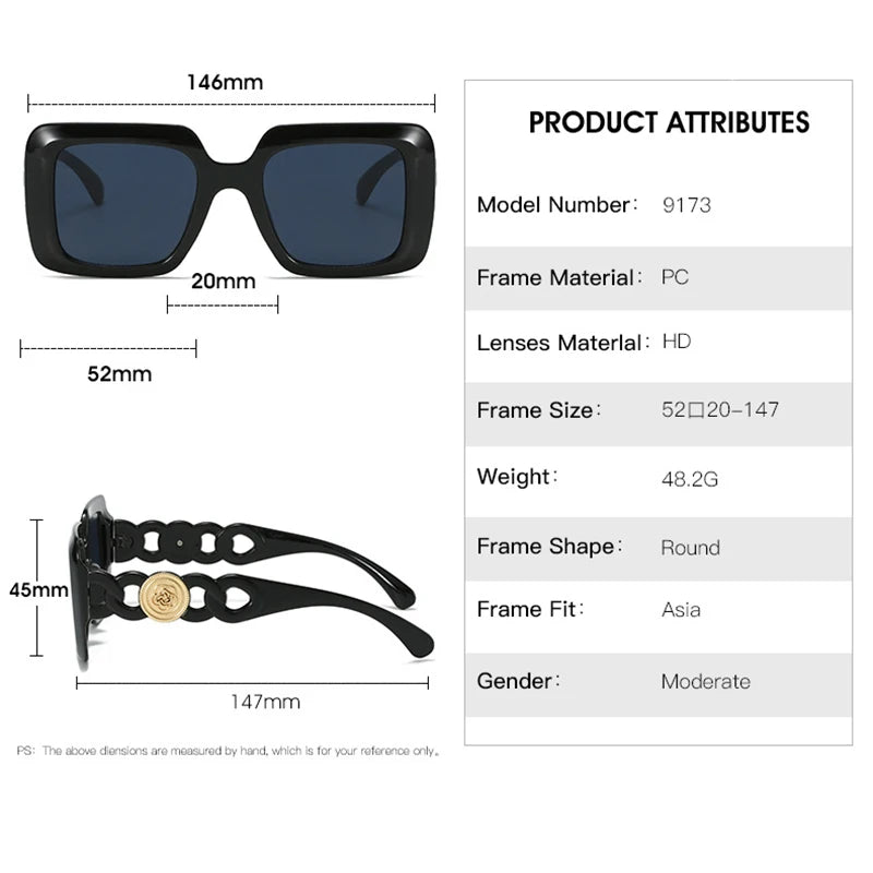 TOYEARN Oversized Square Sunglasses UV400 Vintage Fashion Fashion Sunglasses SWANS