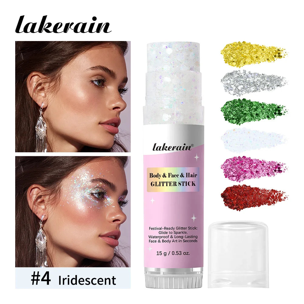 Lakerain Body Glitter Stick – Waterproof Sparkling Gel Makeup Body Glitter Stick SWANS