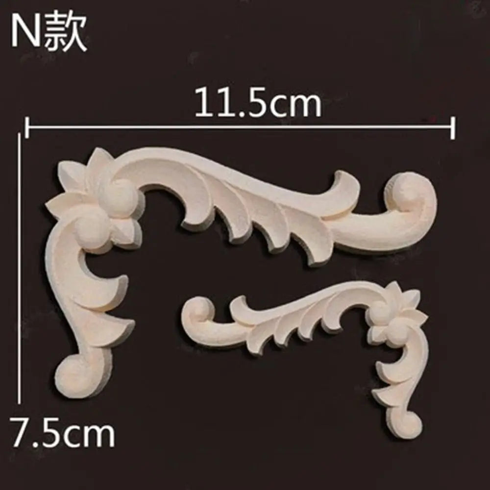 Floral Wood Carved Corner Appliques – Wall & Door Decor Decorative Wood Applique SWANS