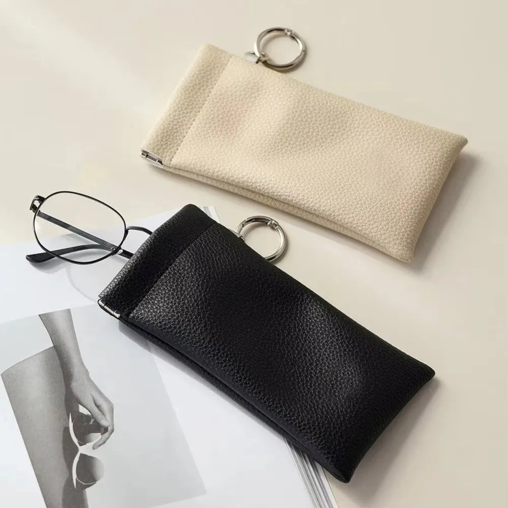 Soft PU Leather Sunglasses Case with Cleaning Cloth – Unisex Eyewear Case SWANS
