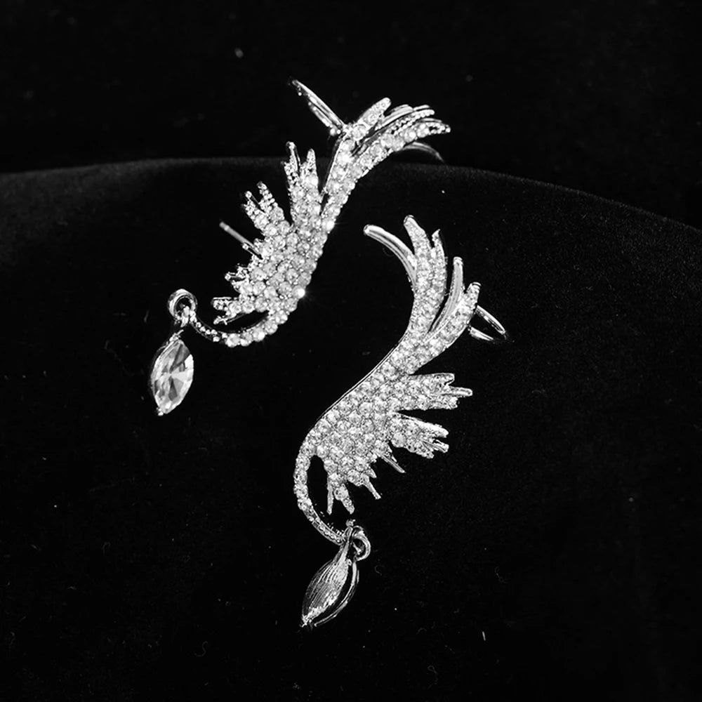 Rhinestone Wing Stud Earrings – Hypoallergenic Screw-Back Stud Earrings SWANS