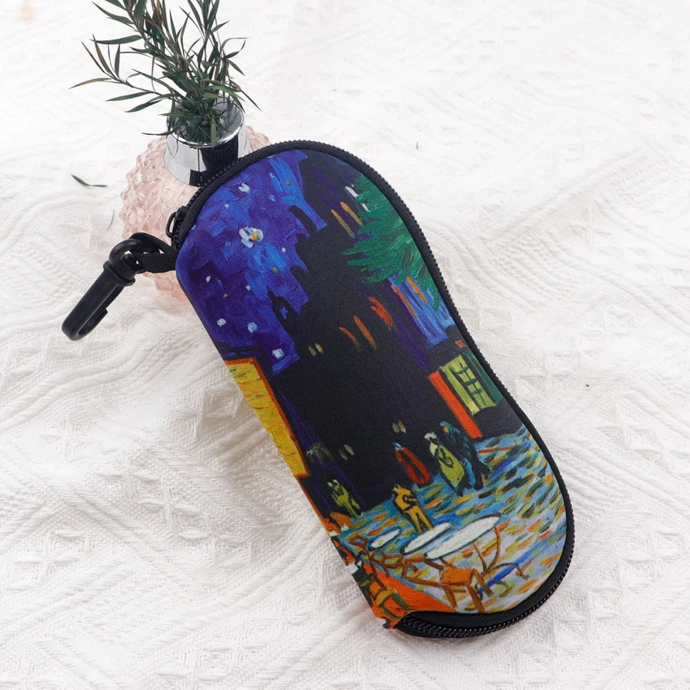 Van Gogh Art Zipper Eyeglass Case – Neoprene Sunglasses Pouch Eyeglass Case SWANS