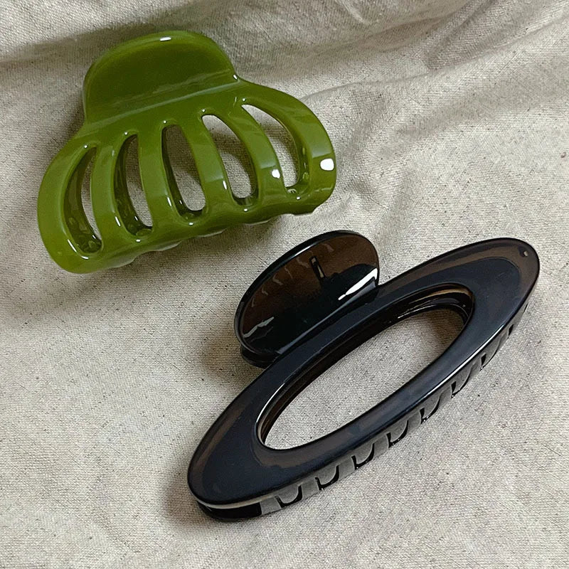 Hollow Hair Claw Clip Set – Green & Black Acrylic Shark Clips Hair Claw Clip SWANS