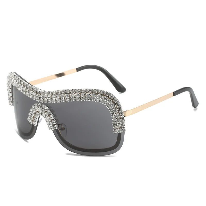 Y2K Rhinestone Rimless Sunglasses – UV400 Women's Punk Shades Fashion Sunglasses SWANS