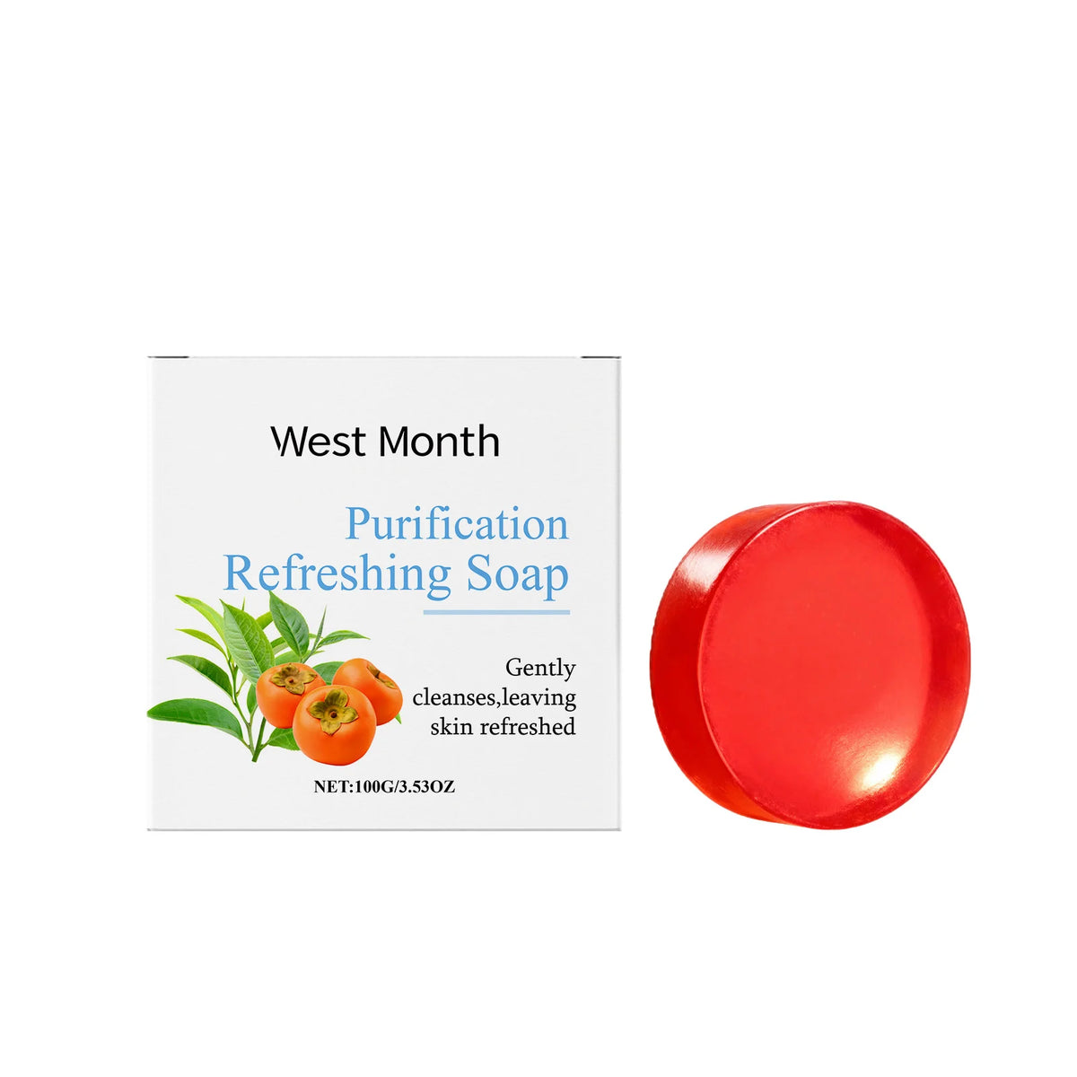West&Month Persimmon Cleansing Soap – Brightening Body Bar Cleansing Bar Soap SWANS 100g boxed