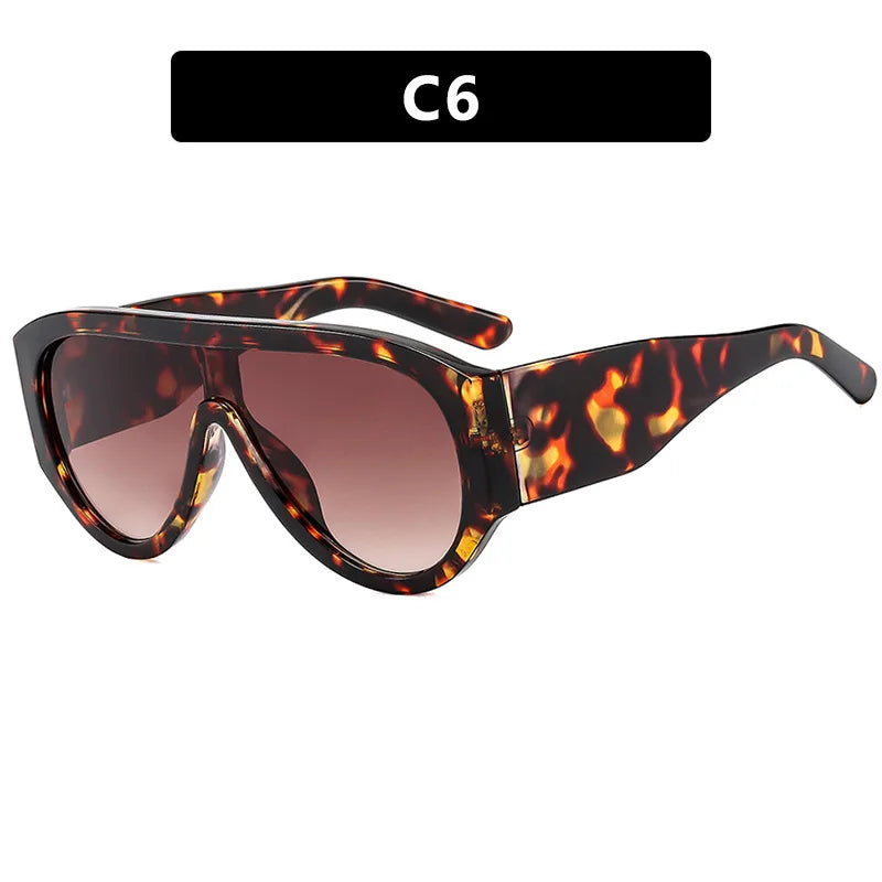 Y2K Oversized Pilot Sunglasses UV400 Big Frame – TOYEARN Fashion Sunglasses SWANS Leopard Tea