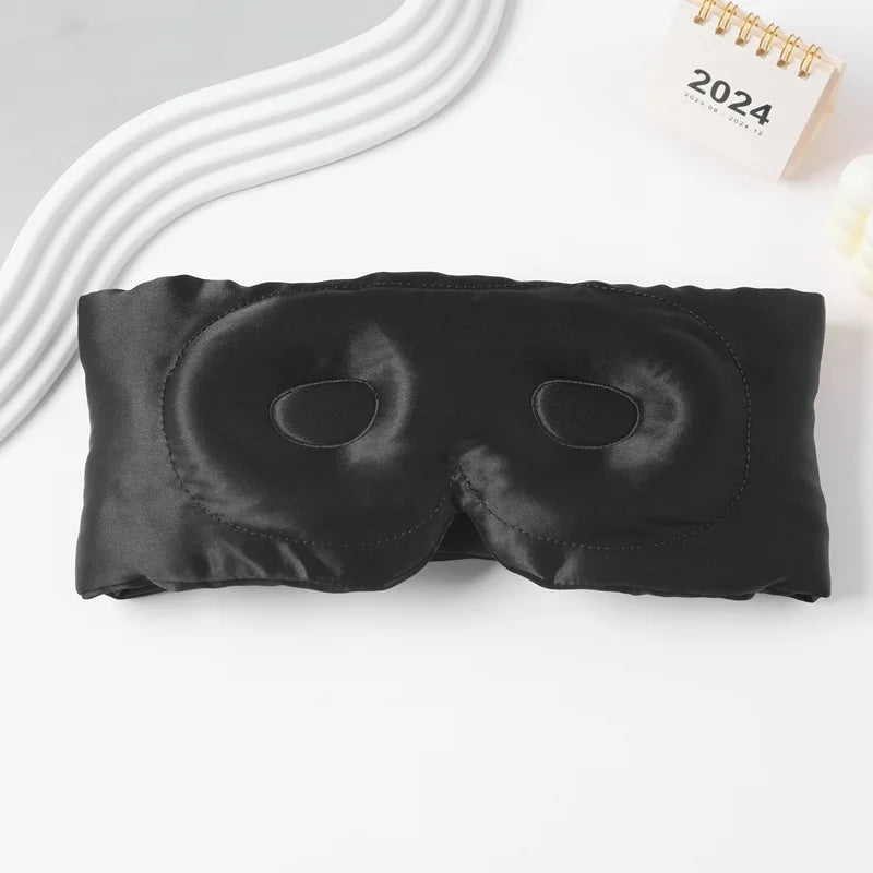 Luxury 100% Pure Silk Sleep Eye Mask – 3D Contoured Silk Sleep Mask SWANS Black