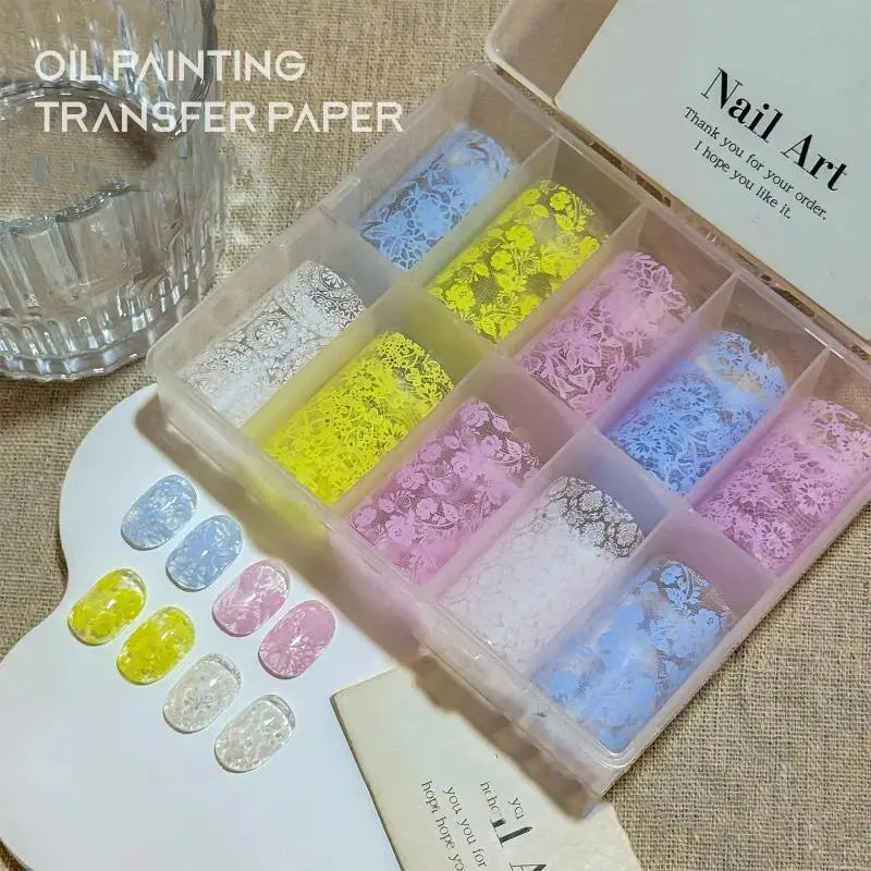 Lace Tulip Nail Foils – Black & White Sequin Nail Stickers Nail Art Stickers SWANS