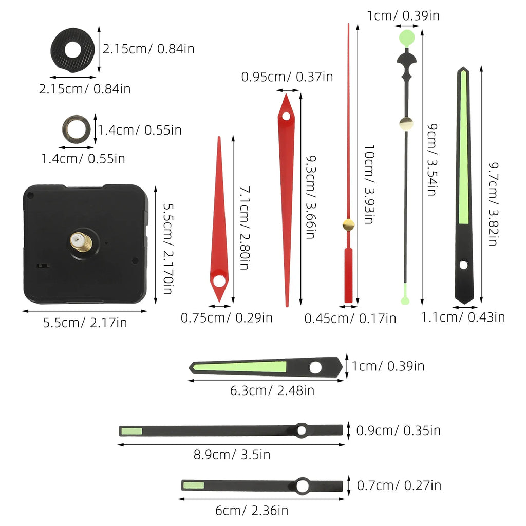 DIY Quartz Clock Movement Kit – Silent, Battery Operated & Glow Clock Movement Kit SWANS