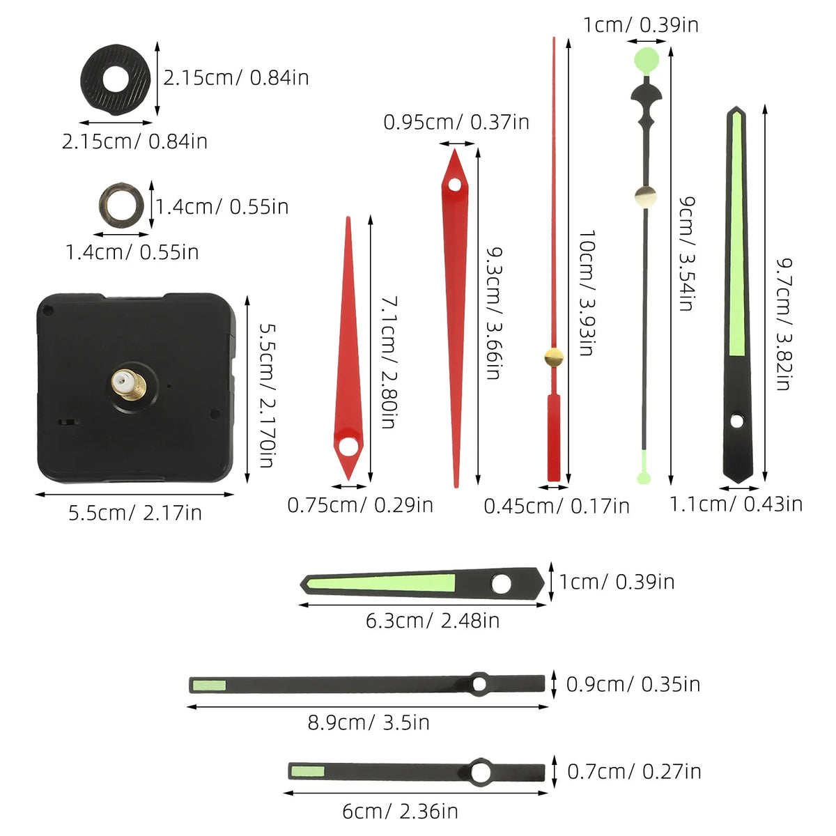 DIY Quartz Clock Movement Kit – Silent, Battery Operated & Glow Clock Movement Kit SWANS