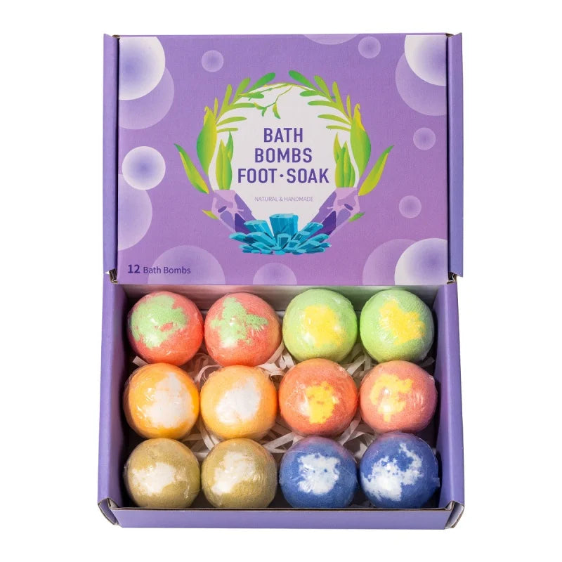 12-Pack Essential Oil Bath Bombs – Exfoliating & Moisturizing Bath Bombs Set SWANS