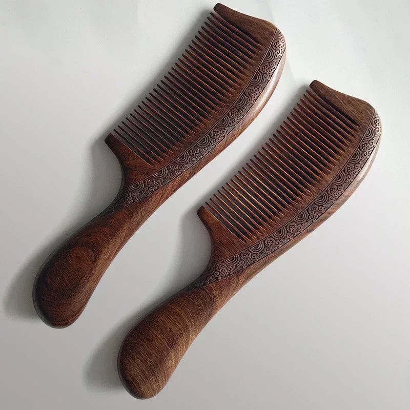 SWANS Natural Sandalwood Hair Comb – Engraved Gift Comb Wooden Hair Comb SWANS