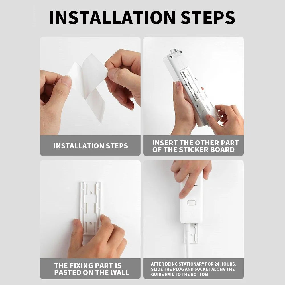 Self-Adhesive Power Strip Holder – No-Drill Wall Mount 5/10 Pack Socket Strip Holder SWANS