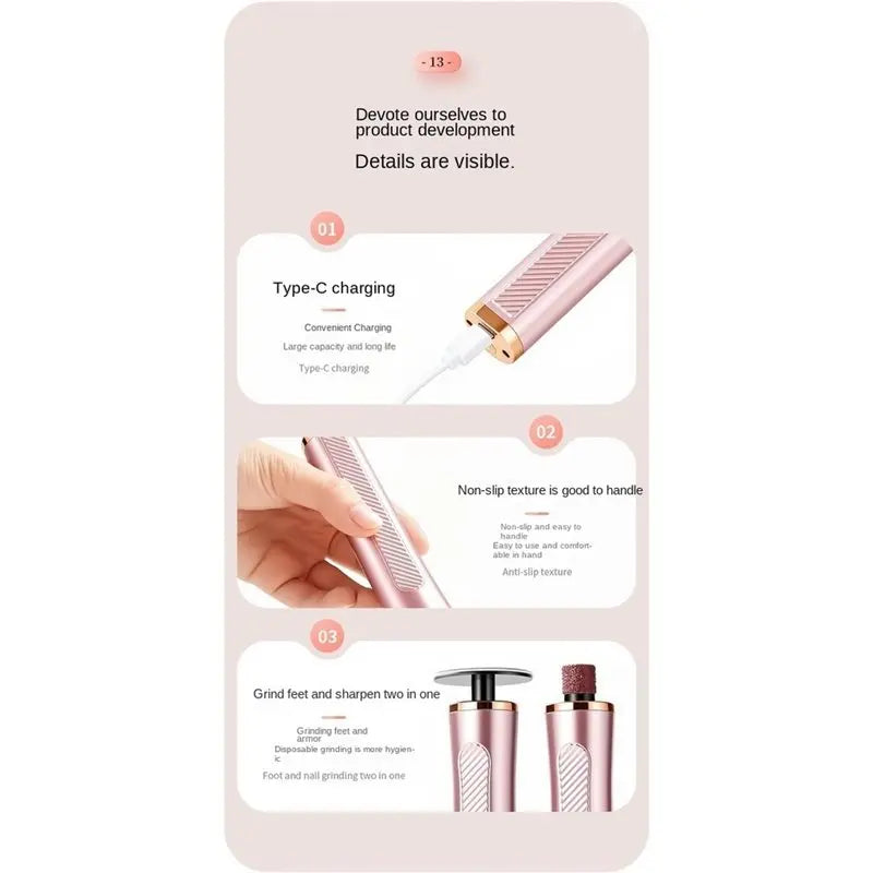 2-in-1 Portable Electric Nail Grinder & File | Home Manicure Electric Nail Grinder SWANS