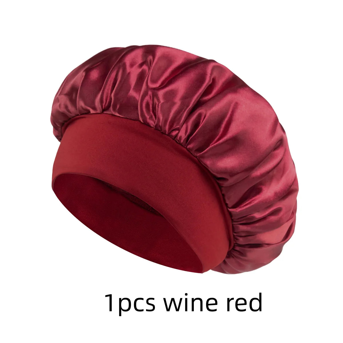 Satin Sleep Bonnet for Natural Curly Hair – Women's Silk Cap Satin Sleep Bonnet SWANS 1pcs wine red