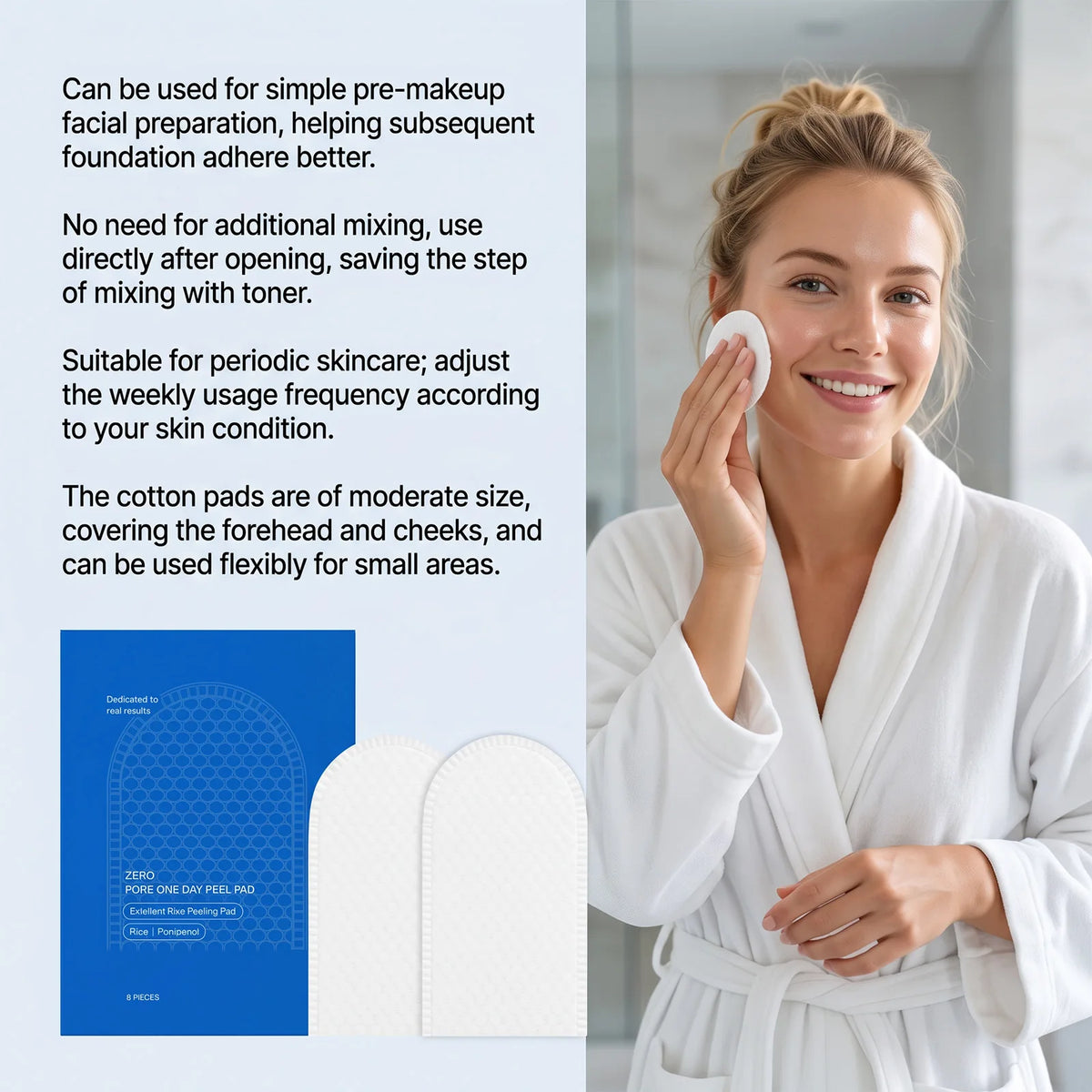 Zero Pore Dual-Texture Exfoliating Cotton Pads – 8pc Set Exfoliating Face Pads SWANS