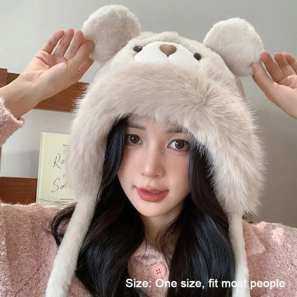 Cute Bear Ears Winter Hat – Windproof Warm Earflap Bonnet Winter Earflap Hat SWANS