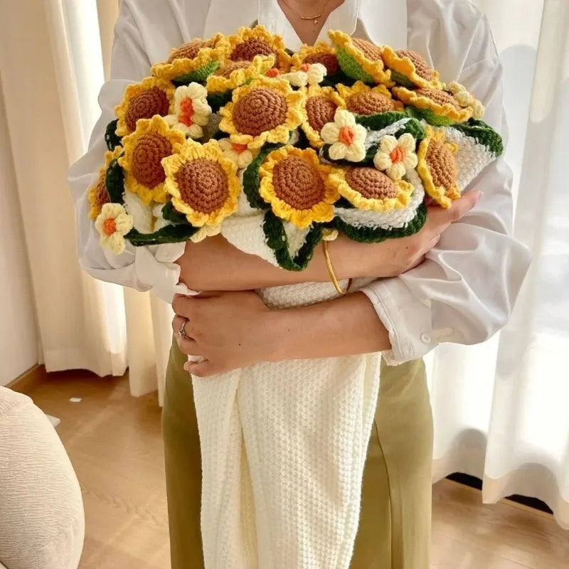 Sunflower Bouquet Blanket – Knitted Throw Unfolds to Sofa Cover Knitted Throw Blanket SWANS