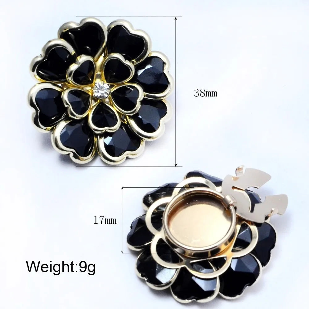Rhinestone Floral Cufflink Brooch – Enamel Button Cover Brooch Cufflink SWANS