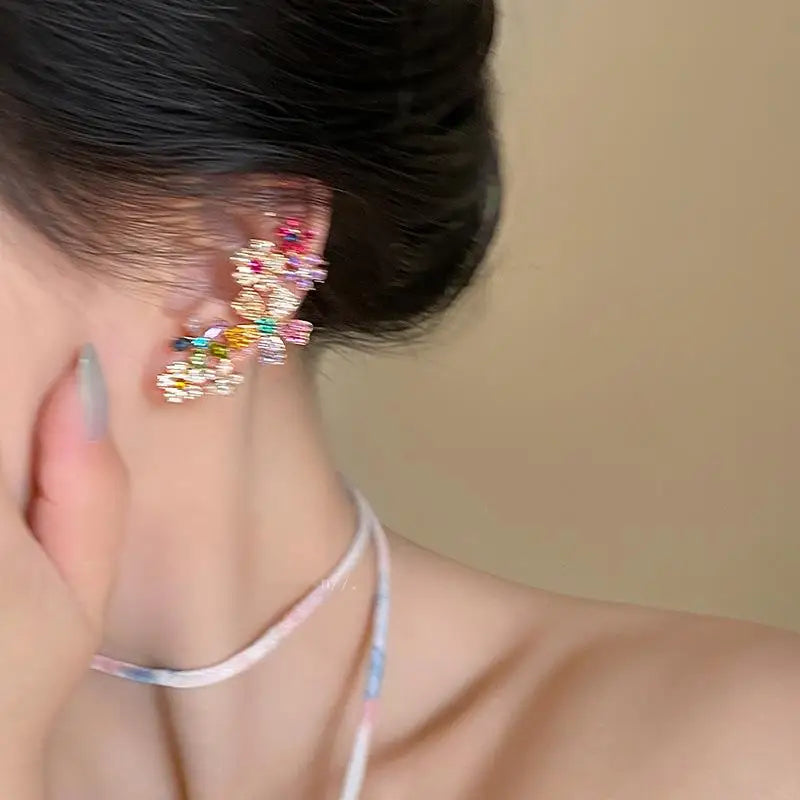 Zircon Flower Stud Earrings – Colorful Fashion Jewelry for Women Stud Earrings SWANS 20