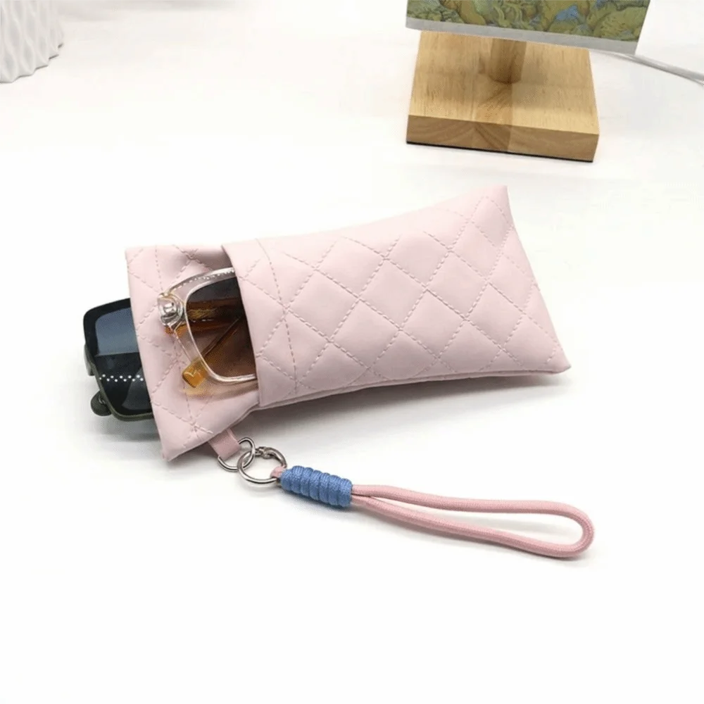 PU Leather Double-Layer Glasses Storage Bag | Grid Pattern Eyeglass Case SWANS