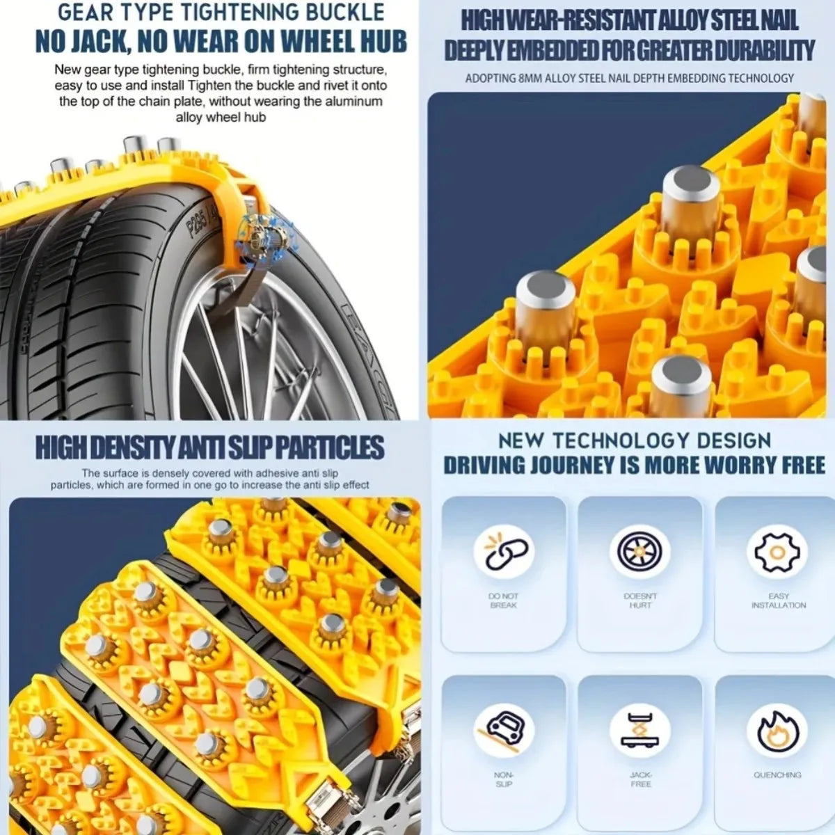 Universal Snow Tire Chains – Non-Slip Traction SUV & Truck Snow Tire Chains SWANS