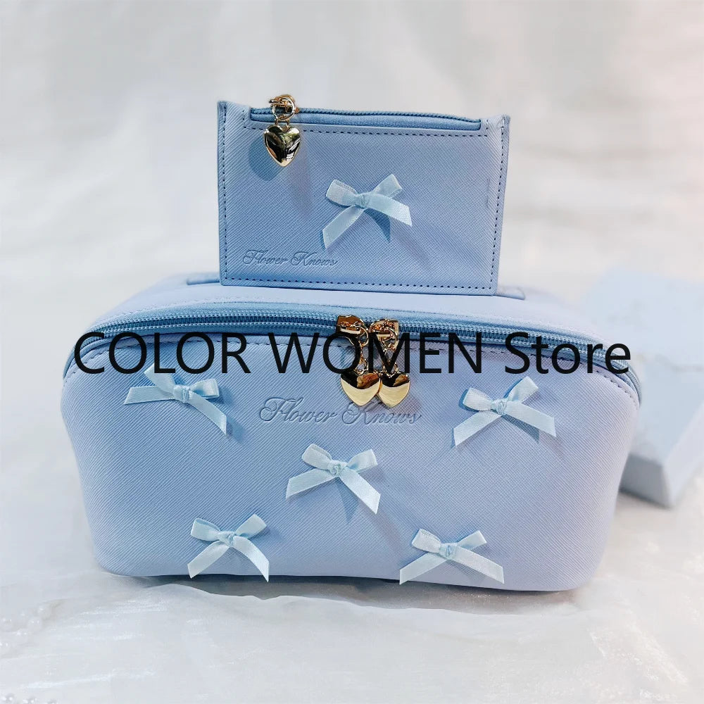 Flower Knows Genuine Leather Makeup Bag & Cosmetic Organizer Cosmetic Organizer Bag SWANS 1 set