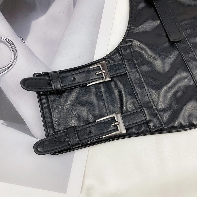 Women's Wide PU Leather Corset Belt – Punk Gothic Waistband Corset Waist Belt SWANS