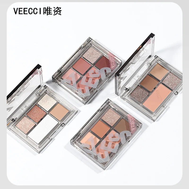 Veecci 5-Shade Eyeshadow Palette – Matte & Shimmer Earth Tones Eyeshadow Palette SWANS
