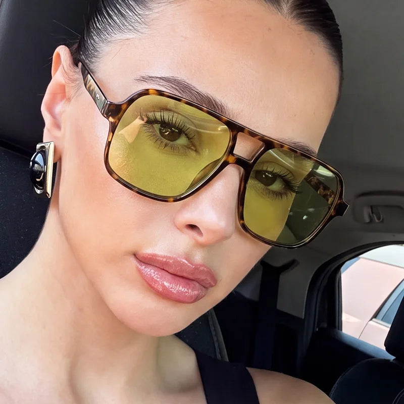 Y2K Oversized Double Bridge Square Sunglasses UV400 Fashion Sunglasses SWANS