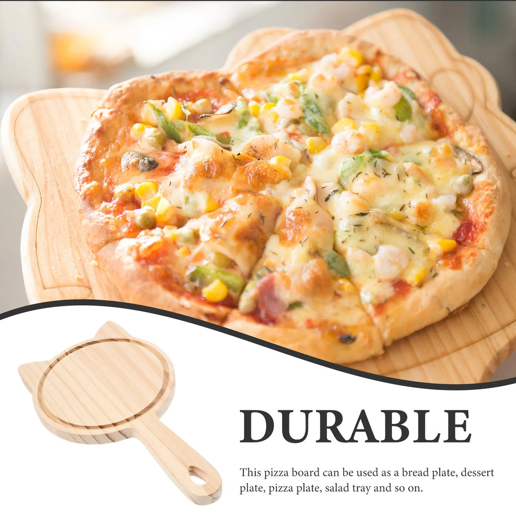 Wood Pizza Paddle Board – Handheld Serving & Cutting Tray Wood Serving Board SWANS