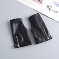 Y2K PU Leather Fingerless Gloves – Women's Punk Streetwear Fingerless Fashion Gloves SWANS Black One Size