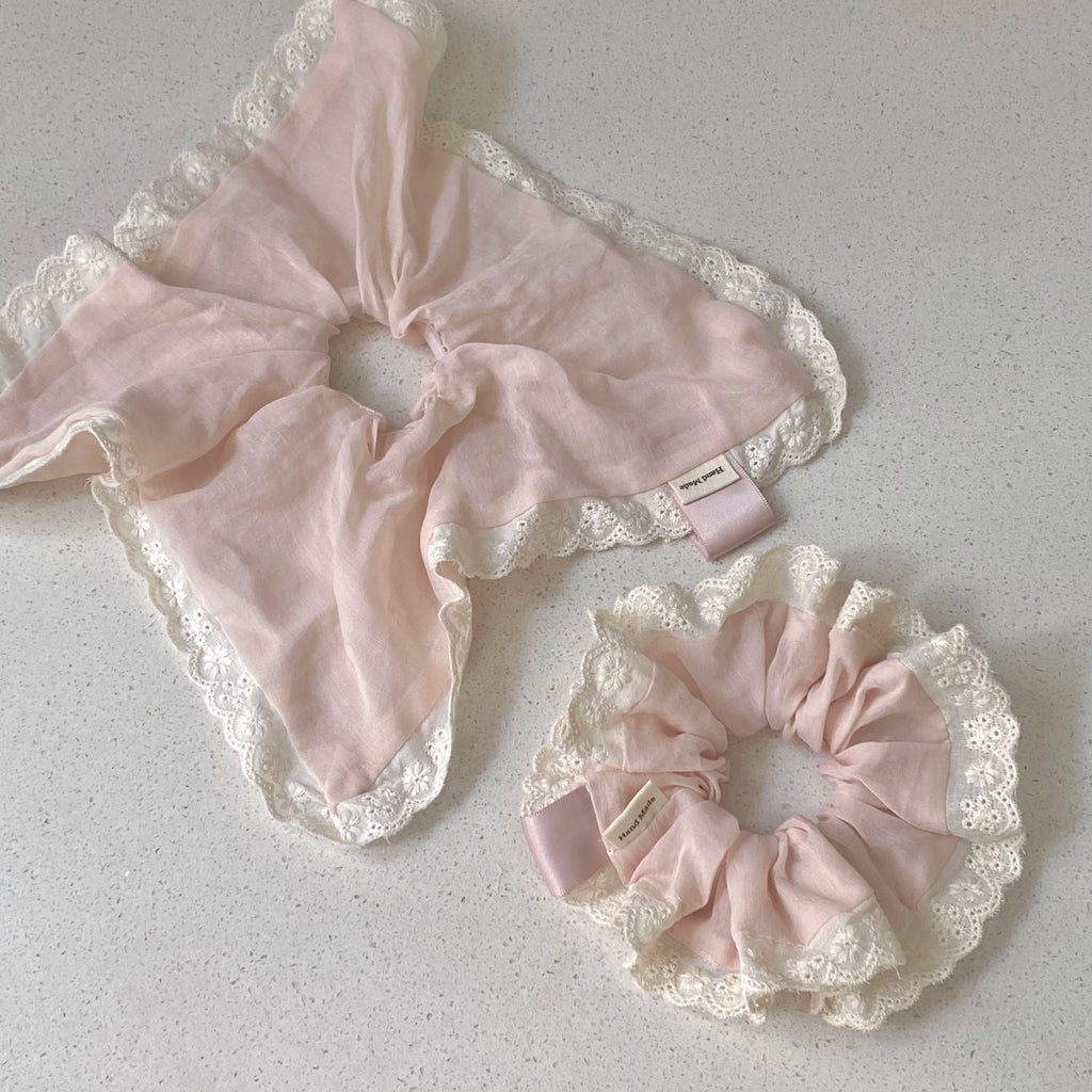 Pink Lace Scrunchies for Women – Elegant Hair Ties Set Hair Scrunchie Set SWANS