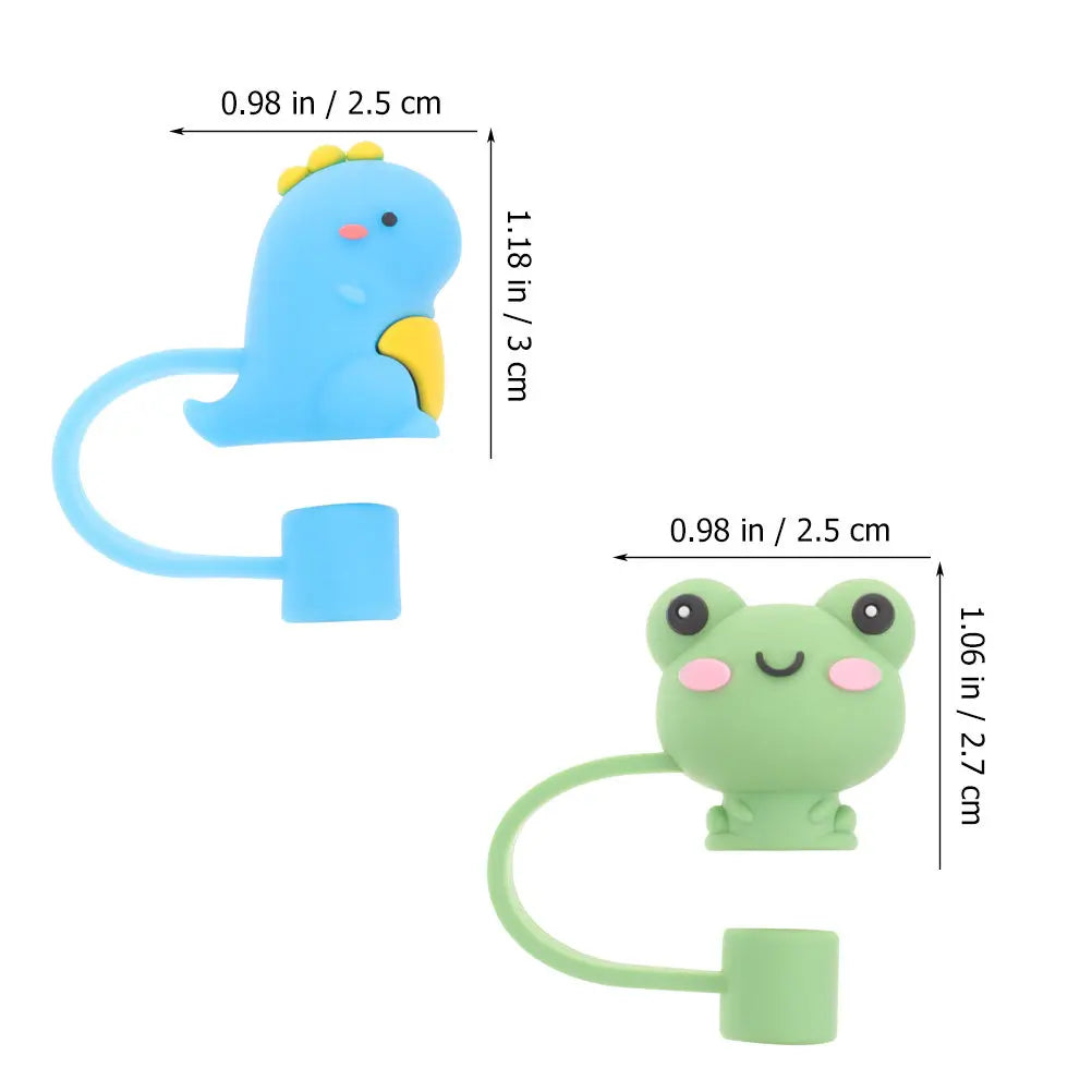 6-Pack Cute Cartoon Silicone Straw Covers & Caps | Reusable Straw Cover Caps SWANS