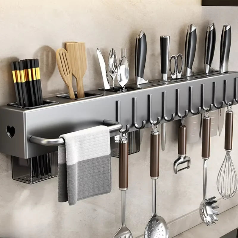 SWANS No-Drill Knife Rack & Utensil Holder | Kitchen Organizer Knife & Utensil Rack SWANS grey