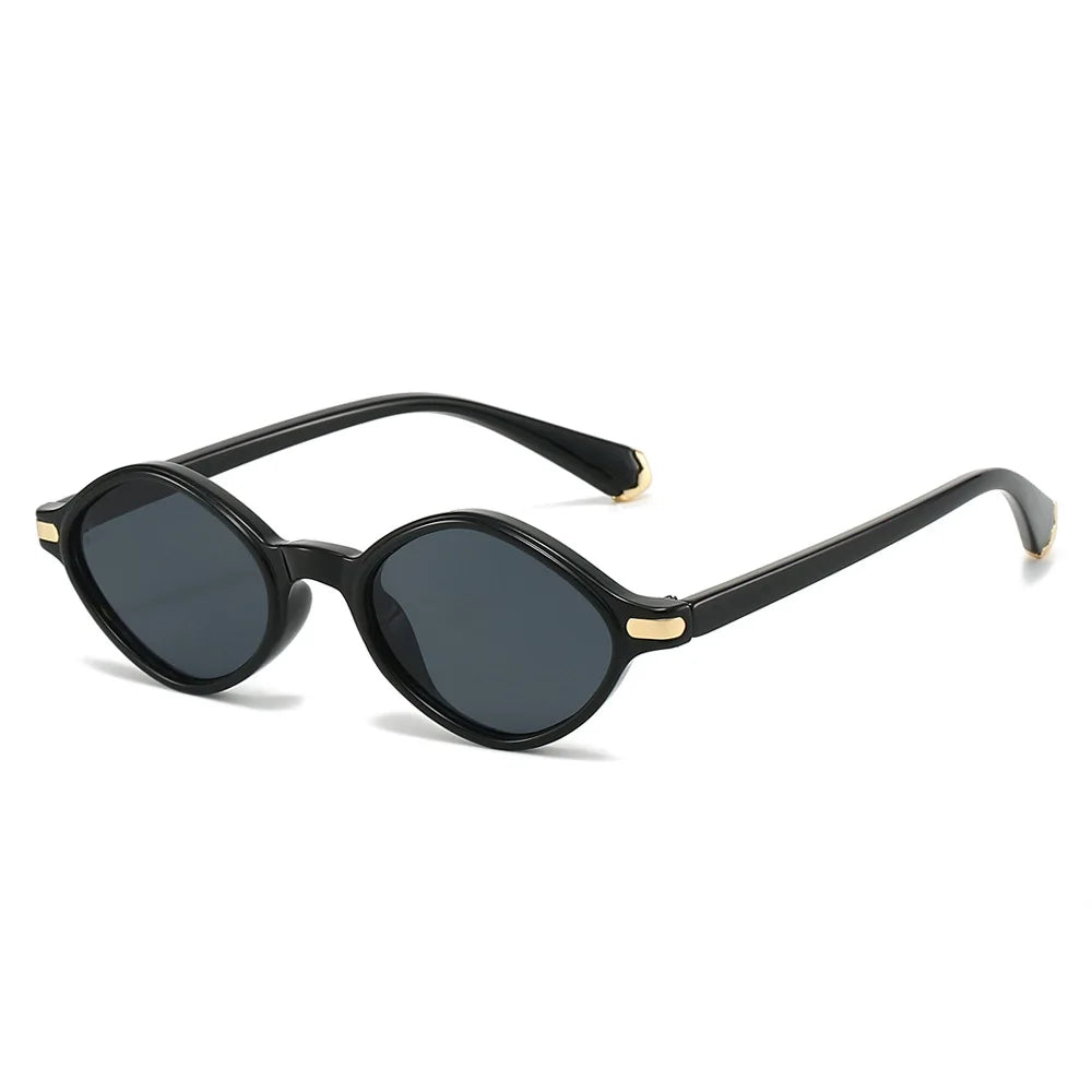 Y2K Vintage Rhombus Sunglasses UV400 Punk Small Frame Fashion Sunglasses SWANS Black Black