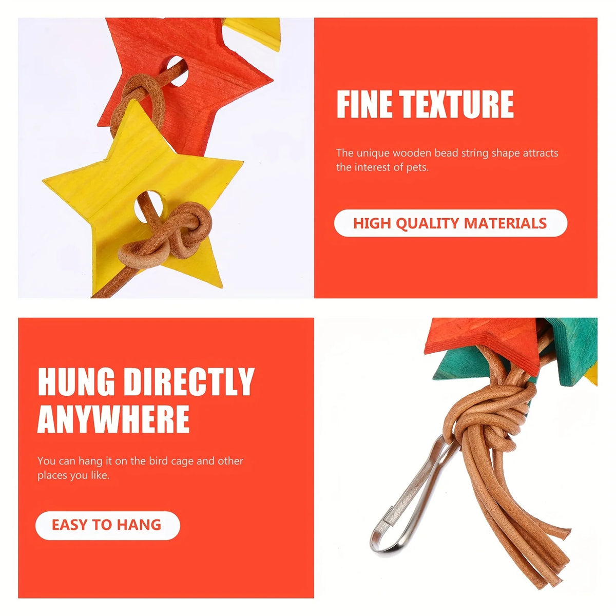 Star-Shaped Parrot Chew Toy Set – Natural Bird Cage Accessories Bird Chew Toy SWANS