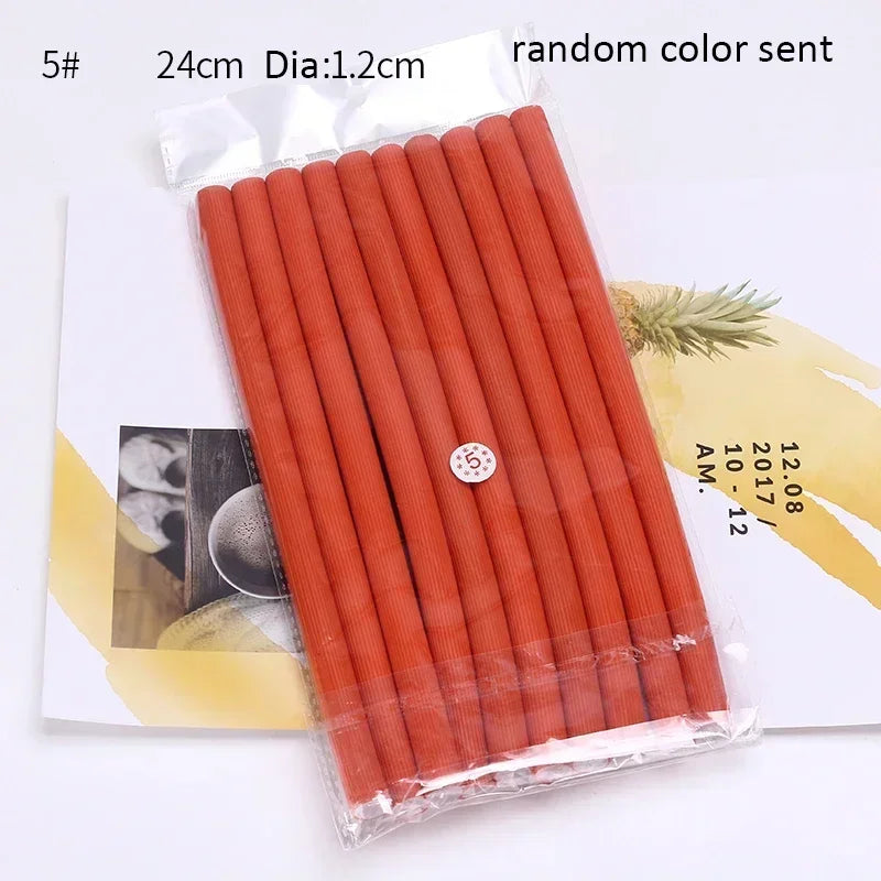 10-Pack Heatless Foam Hair Curlers – Flexible Bendy Rollers Hair Curling Rollers SWANS random color 1.2cm
