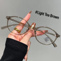 KLASSNUM Oval TR90 Blue Light Blocking Glasses Frame Women Eyeglass Frames SWANS Light Brown