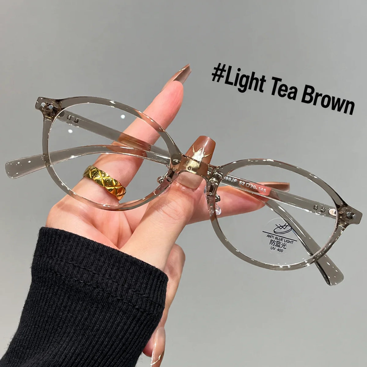KLASSNUM Oval TR90 Blue Light Blocking Glasses Frame Women Eyeglass Frames SWANS Light Brown