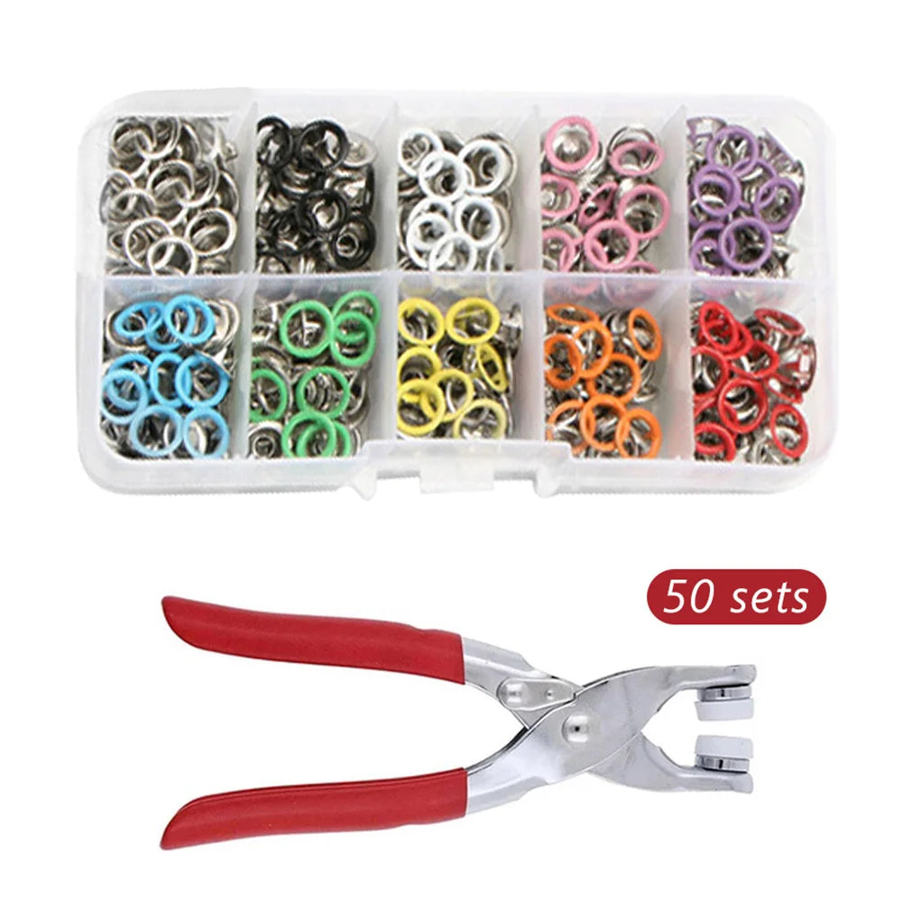 Metal Snap Fastener Kit with Plier Tool – 50/100 Set Colorful Snap Fastener Kit SWANS B 50pcs