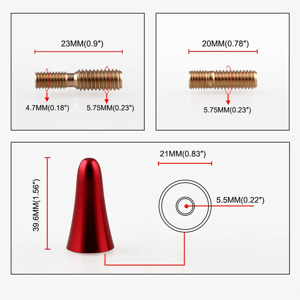 Red Carbon Fiber Short Car Antenna – AM/FM Roof Mount Mast Car Antenna Mast SWANS