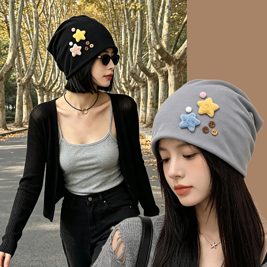 3D Star Slouchy Beanie for Women – Warm Knit Winter Hat Knit Winter Beanie SWANS