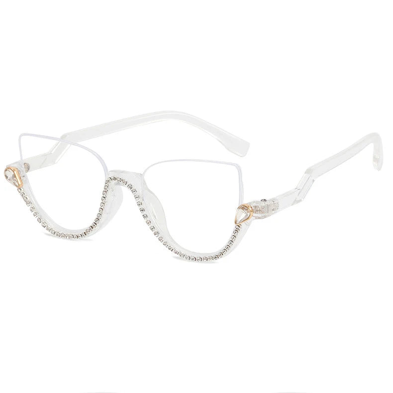 Women's Vintage Cat Eye Blue Light Blocking Glasses | Half Frame Blue Light Glasses SWANS C1