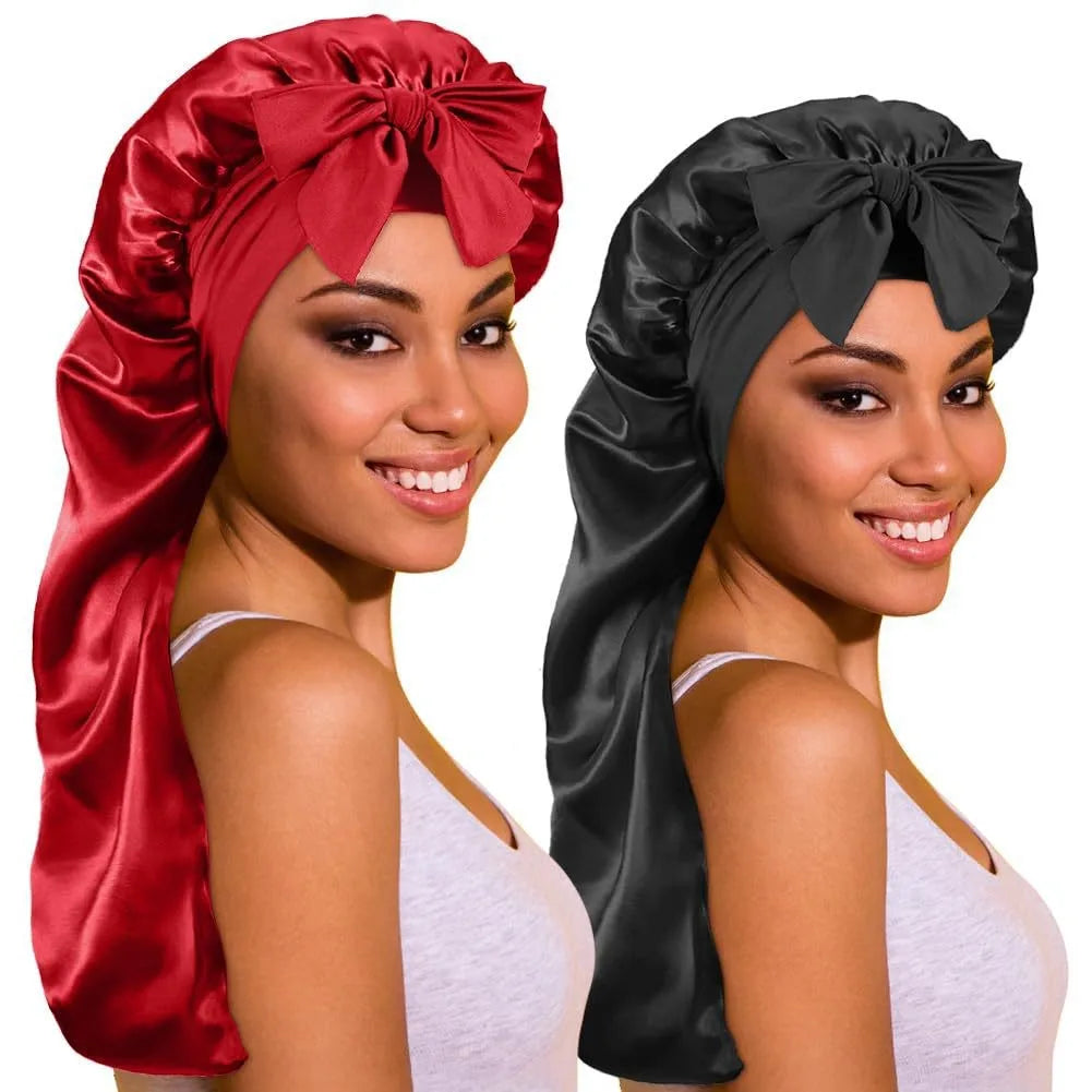 Extra Long Satin Bonnet – Anti-Frizz Sleep Cap for All Hair Types Satin Sleep Bonnet SWANS 5mix pcs